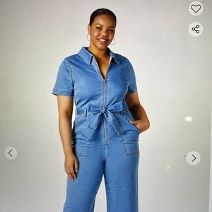 NEW! Women’s Plus Size Zip-Up Short Sleeve Denim Jumpsuit , women's plus size 4X